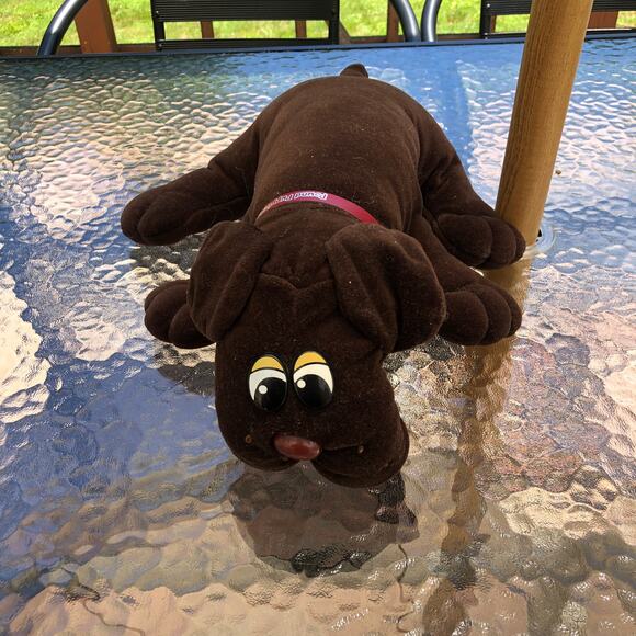 Pound Puppies Vintage Tonka 1985 Long Brown Puppy with Red Collar - Picture 1 of 6